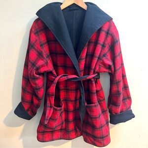 Karen Kane wool blend Buffalo plaid jacket L/XL